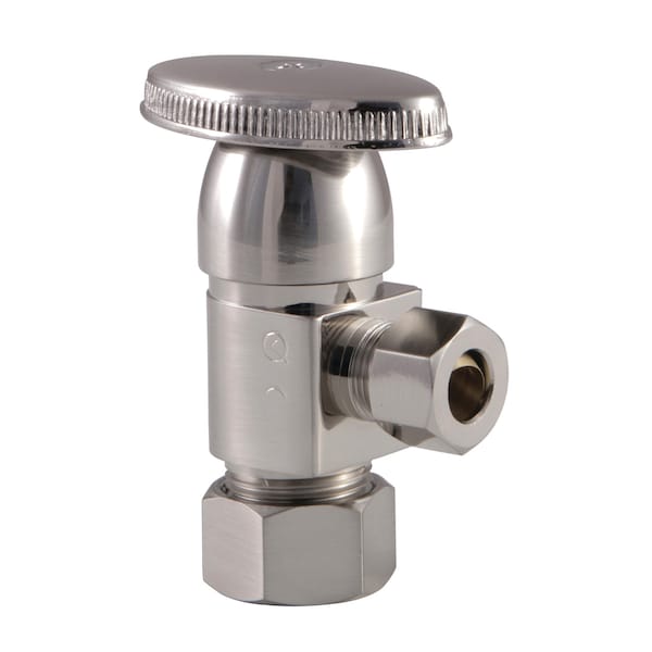 5/8"O.Dx3/8" O.D Anti-Sz Qrtr Turn Ceramic Cartridge Angle Stop, Nkl